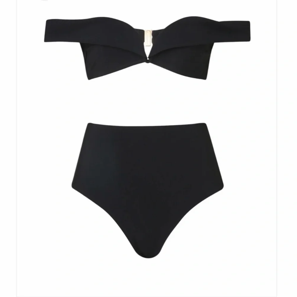 NWT Zimmermann Lexi Off Shoulder Sweetheart Neckline High-Waist Black Bikini Set - Picture 9 of 16